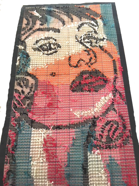 tapestry girl needlepoint art