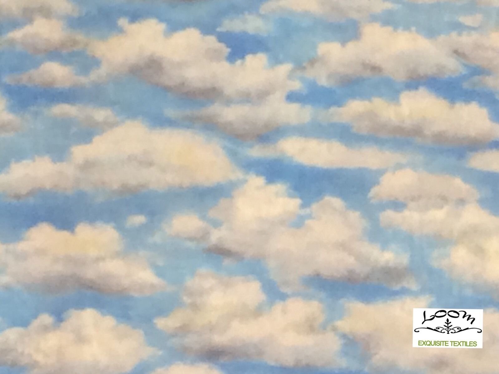 Fluffy Clouds Blue Sky Cool Summer Breeze Fun Cotton Quilting Fabric FT34