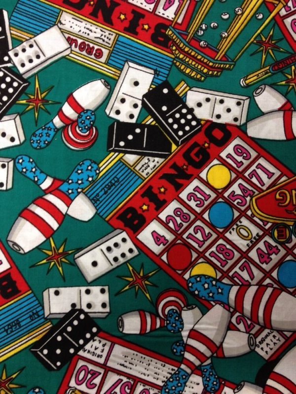 Bingo! Fun & Games Board Games Bowling Fun! Cotton Fabric Quilt Fabric MD22
