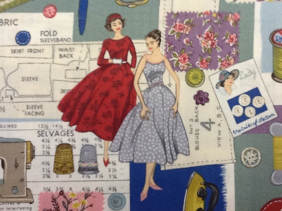 Sew Easy Montage Sewing Pattern Notions Vintage Style Print Makower UK