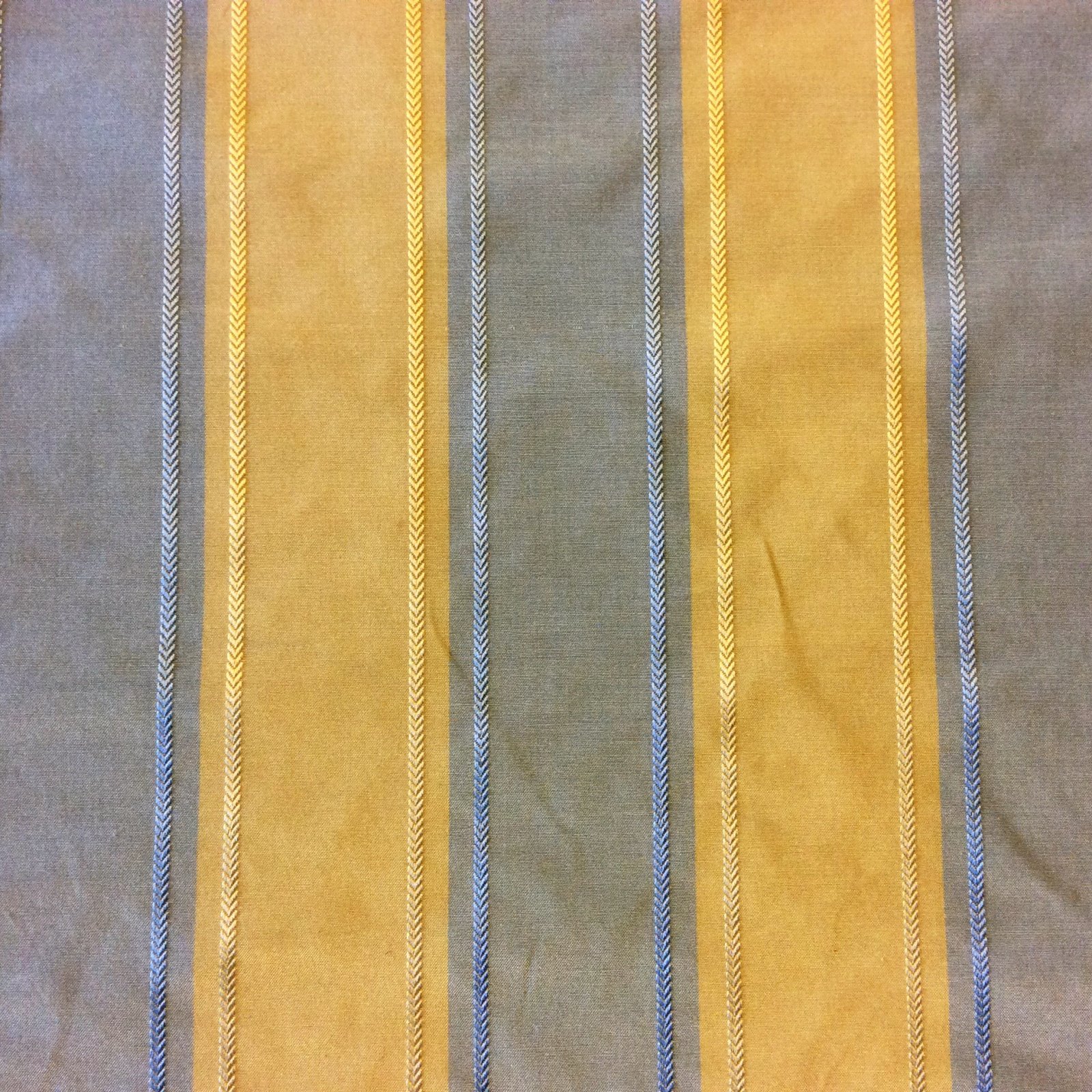 HD752 Regency Style Sky Blue and Butter Yellow Gold Vertical Stripe with Jacquard Herringbone