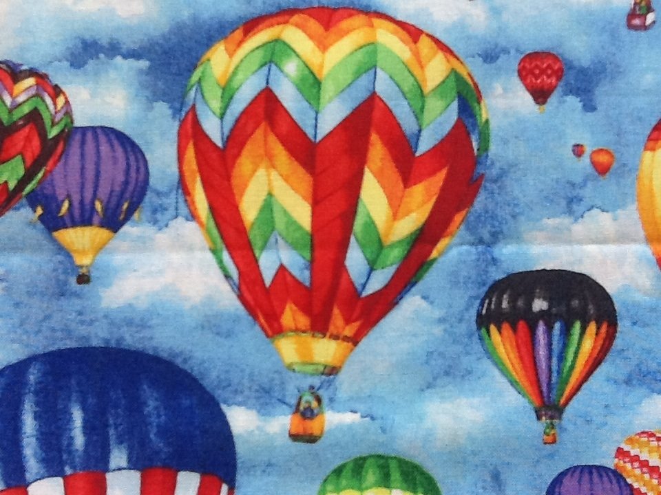 Hot Air Balloon Colorful Up In The Air Cotton Fabric Quilt Fabric CR425
