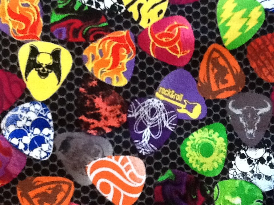 Guitar Picks Rock & Roll Music Cotton Fabric Quilt Fabric CR472