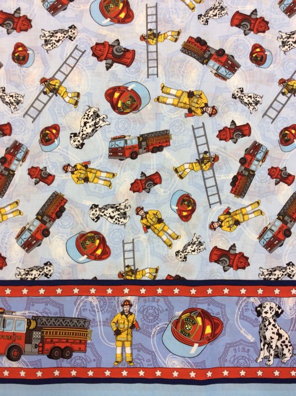 EMERGENCY! Fireman Fire Fighter Fire Truck Dalmation Cotton Fabric