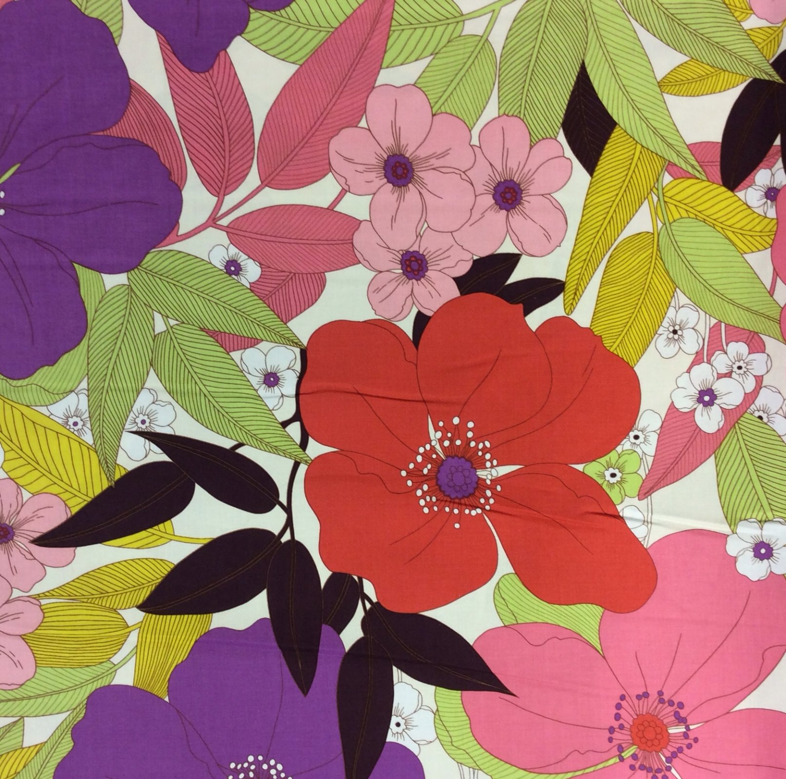 MD97 Pastel Large Floral Nature Spring Leaves Summer Calm Cotton