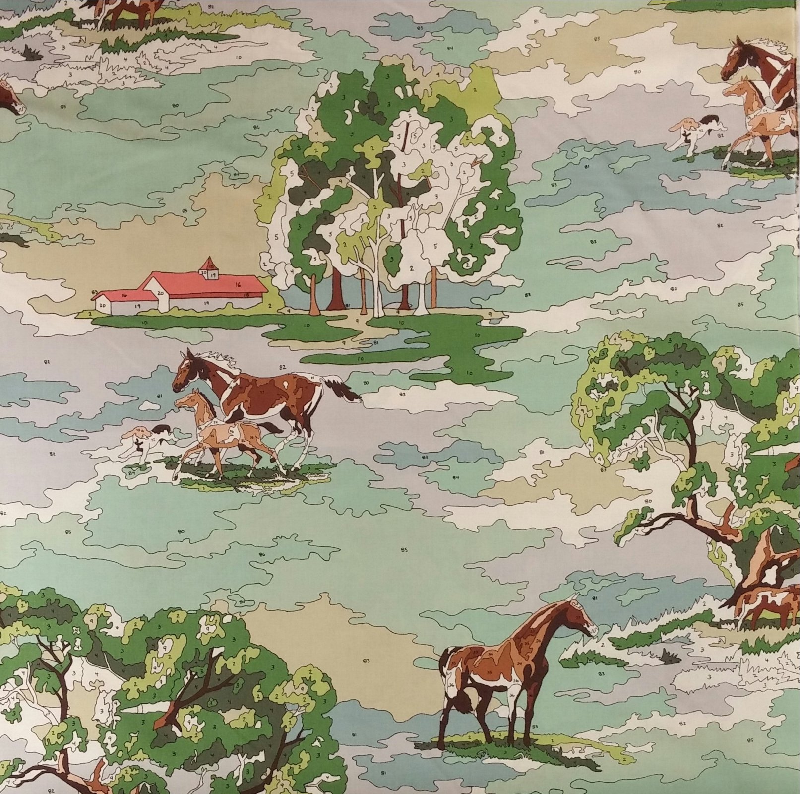 paint by number painting horses moda nature coloring cotton quilt