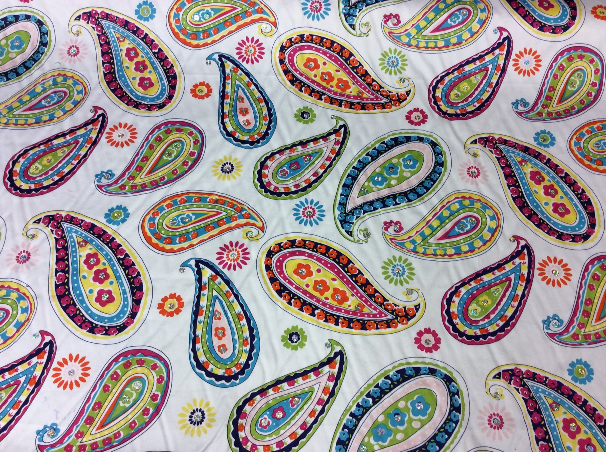 Heavy Weight Cotton Sequin Paisly Fabric NL010