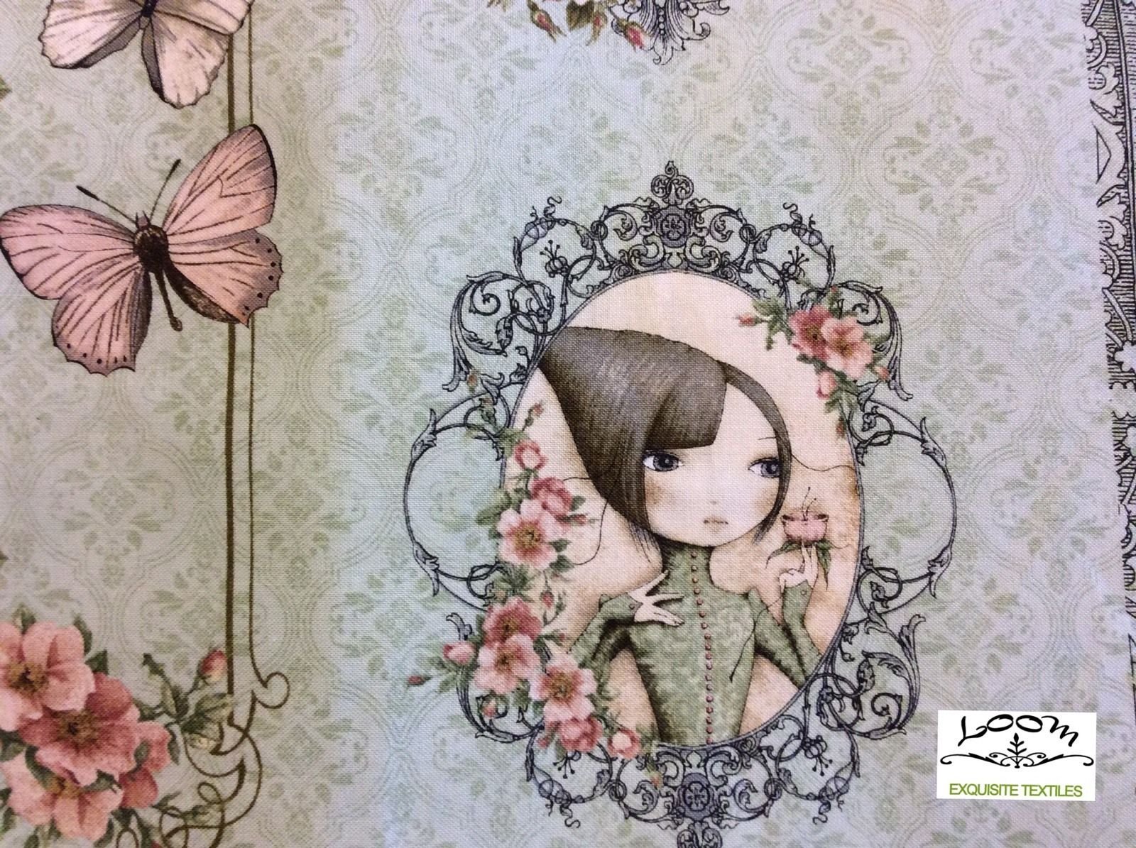 Santoro London Mirabelle Victorian Goth Girl PANEL Cotton Quilting