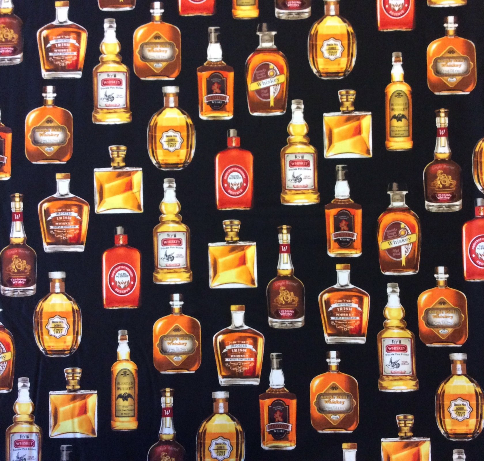 RK116 Whiskey Bourbon Alcohol Fancy Party Scotch Brandy Quilting Cotton