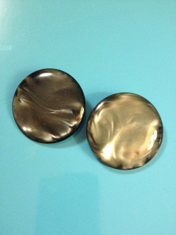 Vintage Giant Grey Pearlized Plastic Button Set of TWO Giant Plastic
