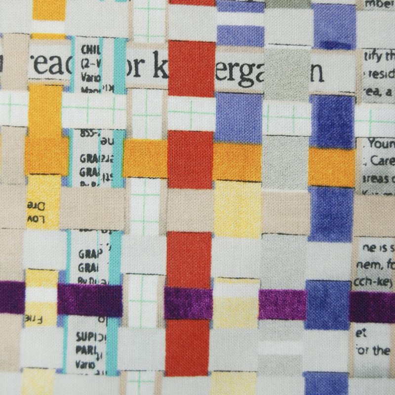 WI37 Recycled Woven Newsprint Colorful Border Print Quilting Cotton Quilt Fabric
