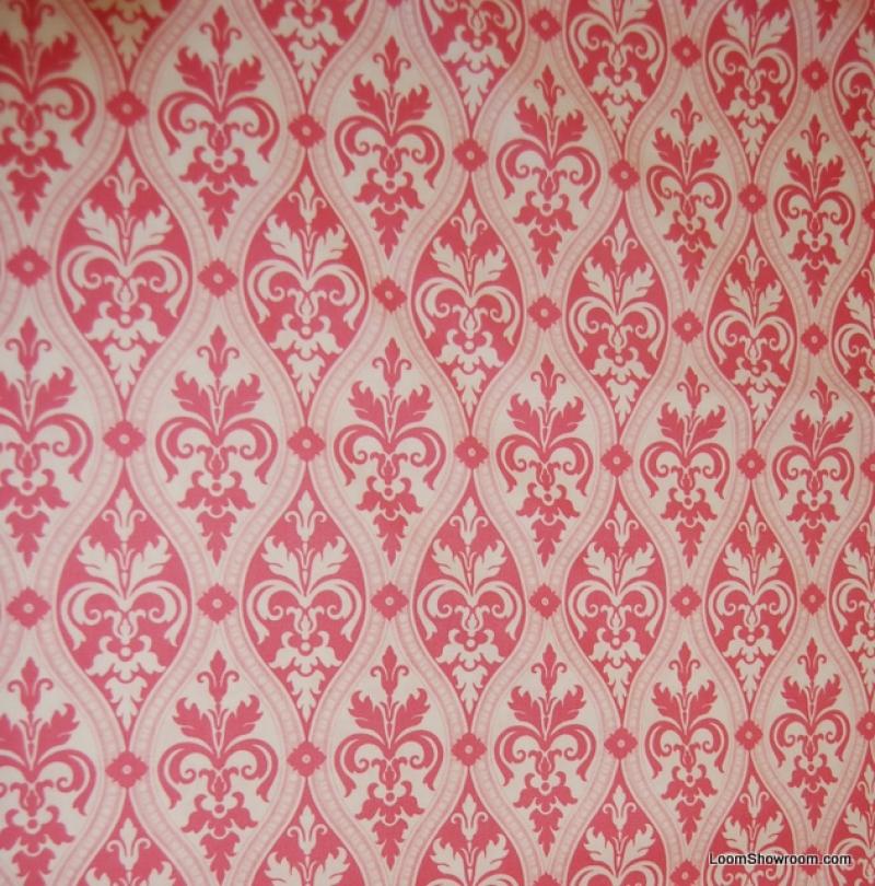 A239 Damask Print Iva Rose Pink and White Design Pattern Cotton Fabric