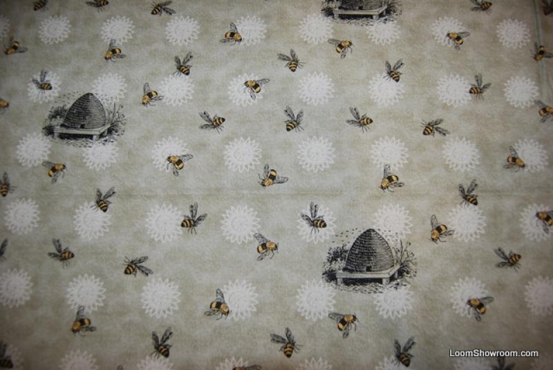 Honey Bee Vintage Style French Country Culinary Print Bee Skep Cotton