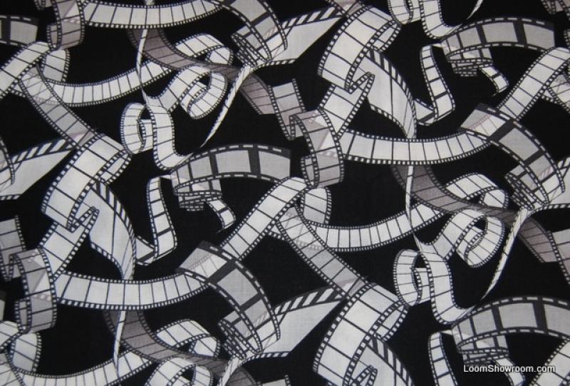 Film Strip Movie Glamour Hollywood Lights Camera Action Cotton Fabric