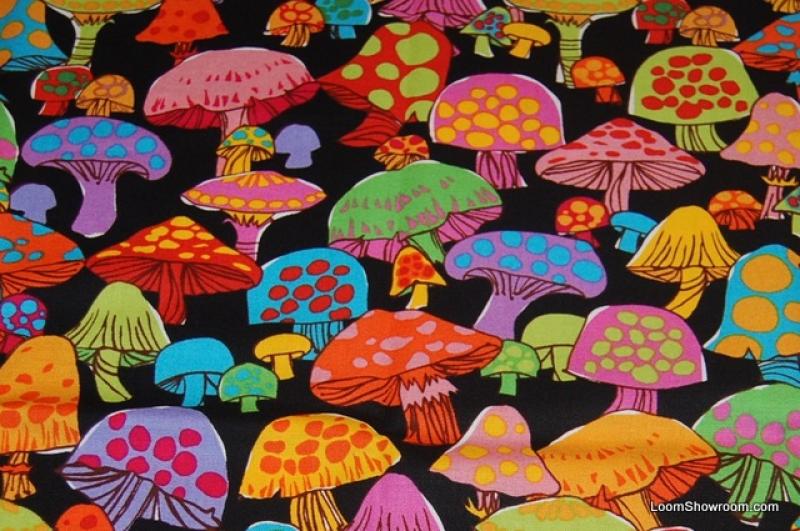 Psychedelic Groovy Retro Mushroom LM22 Cotton Fabric Quilt Fabric