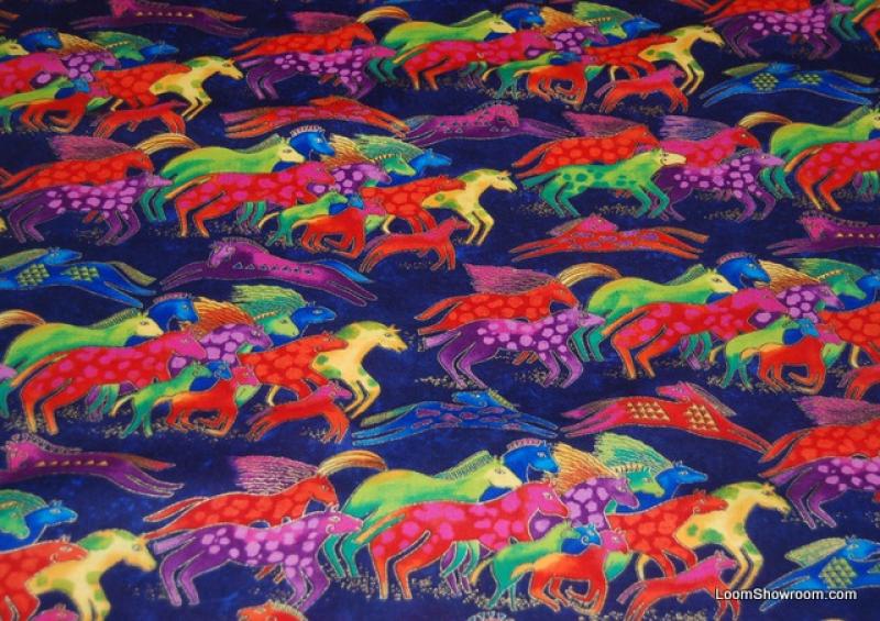 P56 Laurel Burch Horse Rainbow Horses Purple Green Red Blue Nature