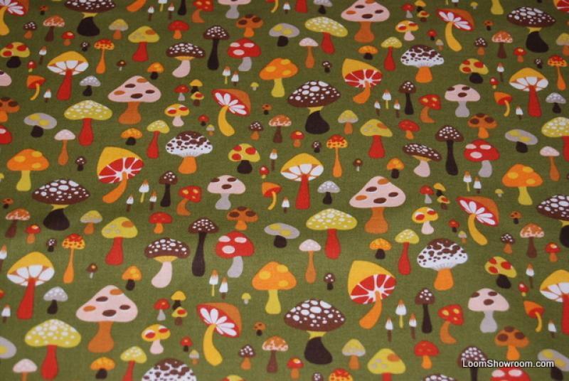 Q60 Retro Groovy Willow Shroom Mushroom Large and Small Cotton fabric Quilt fabric Alexander Henry