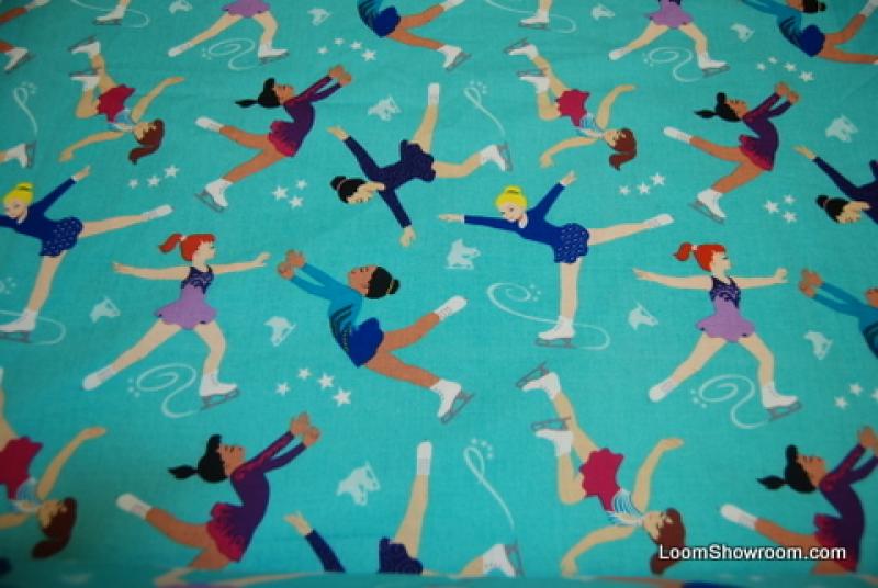 R280 Ice Skating Kids Retro and Cute Cotton Fabric Quilt Fabric