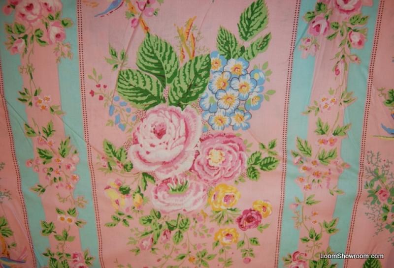 R343 Victorian French and Elizabethan Style Rose Stripe Cotton Fabric